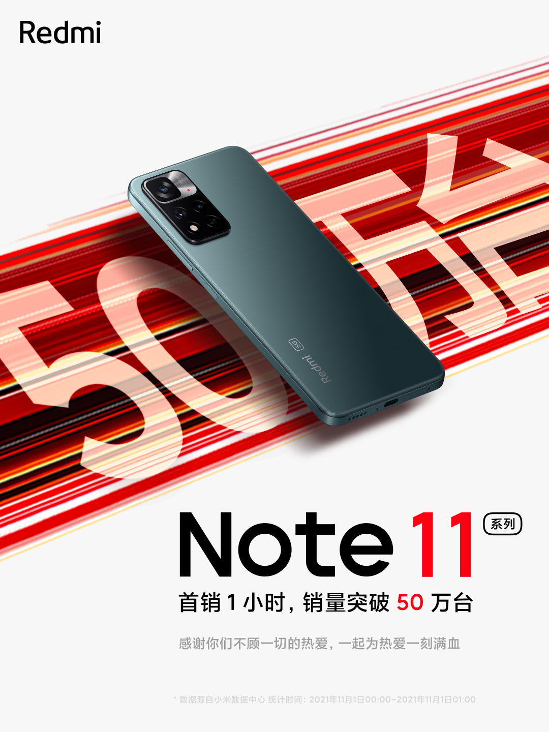 1小时销量突破50万台，Redmi Note 11系列率先引爆双11 | 极客公园