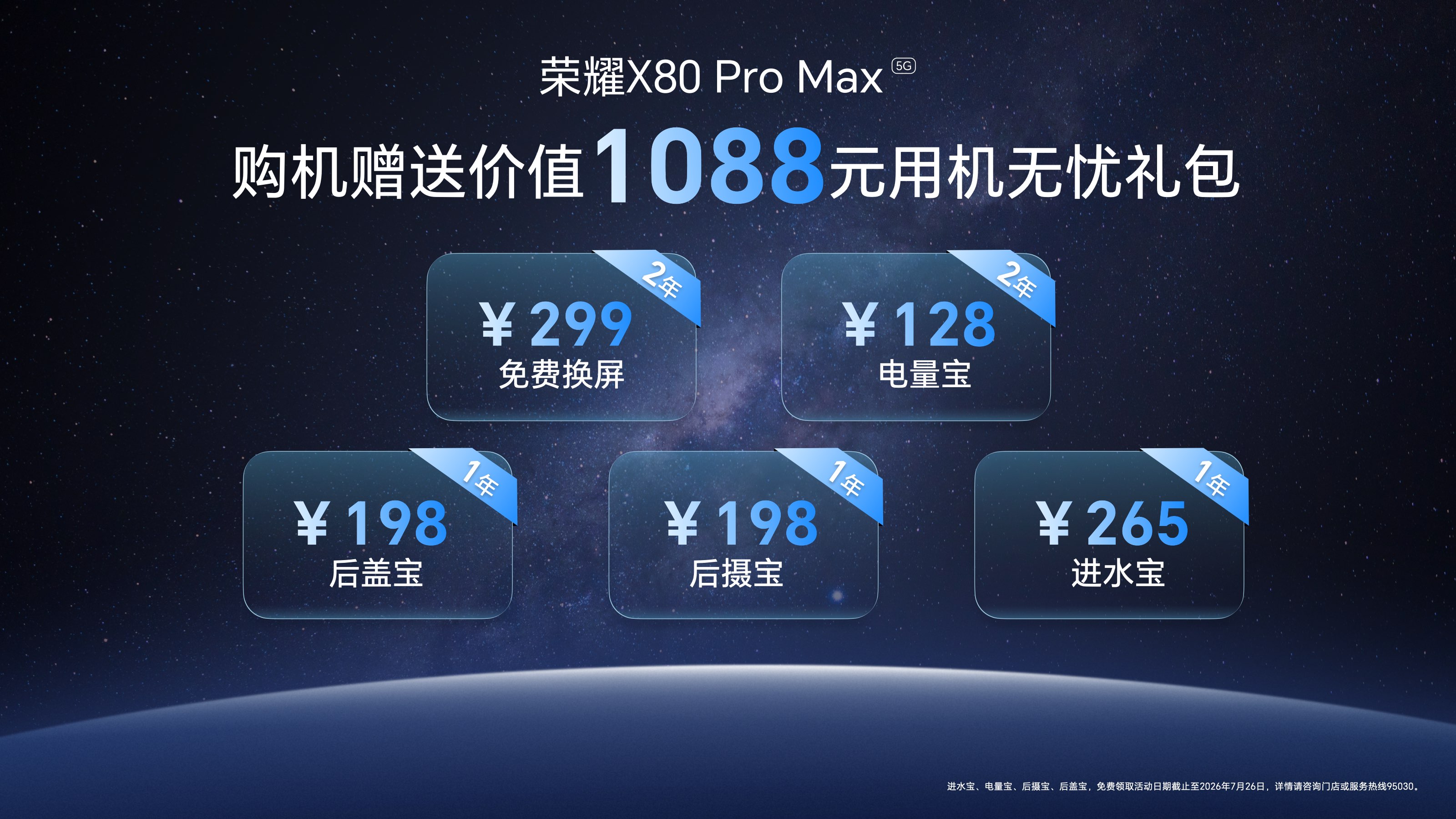 荣耀 X80 Pro Max 首销期间购机赠送的 1088 元用机无忧礼包售后权益汇总
