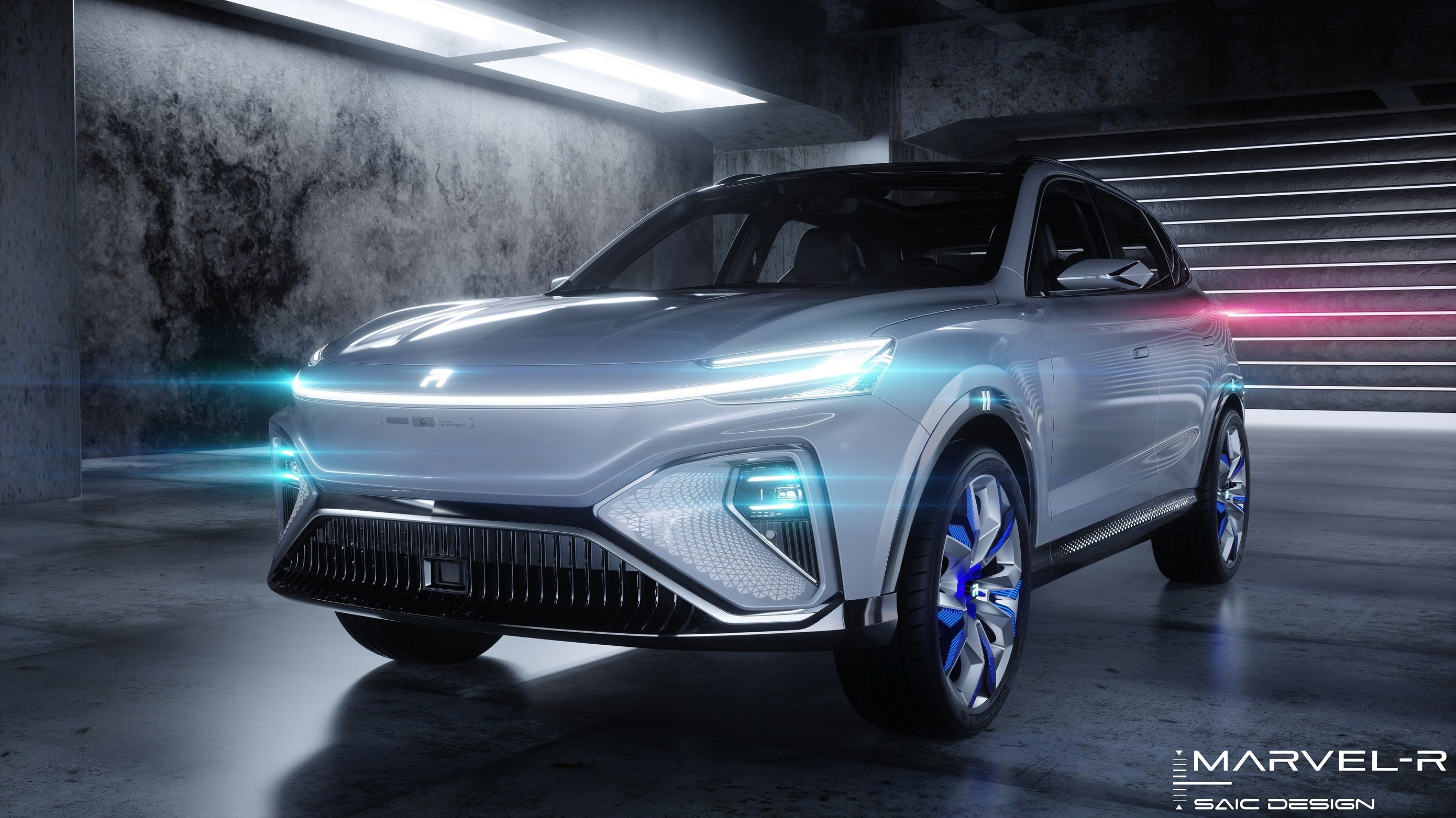 (荣威 marvel-r「箭翎贯穿尾灯」纯电集成超级符号)5g 智能电驱未来